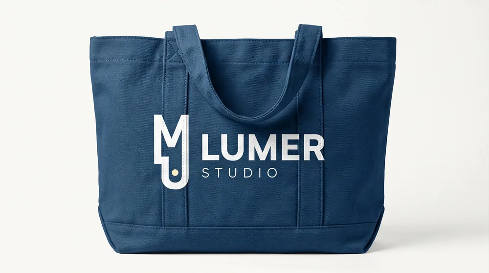 Bolso de tela Yale Blue con el imagotipo de Lumer Studio