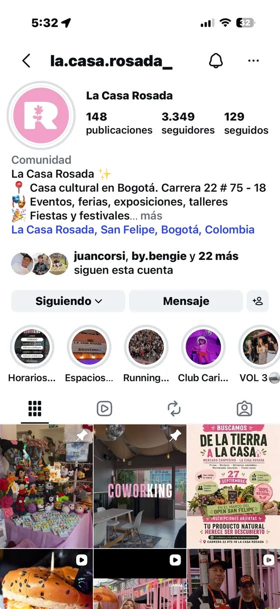 Perfil de Instagram de La Casa Rosada
